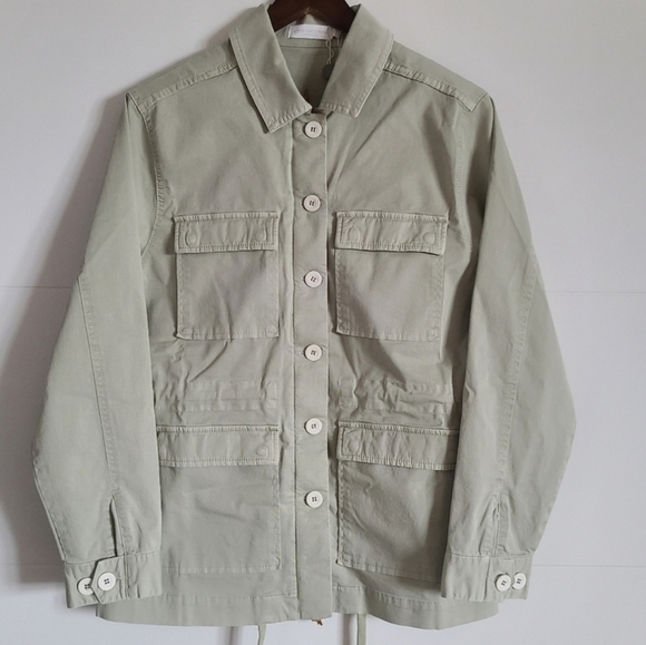 Jonathan Simkhai Maggie Twill Jacket, Size 6, Sage, NWT - Picture 6 of 16